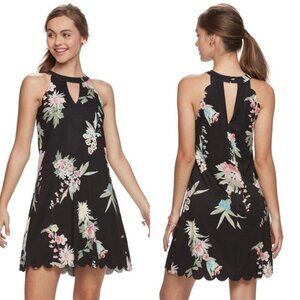 Candie's | Palm Beach Botanical Scalloped Halter Swing Dress | Size Small